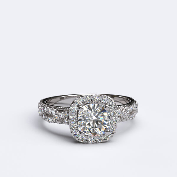 1.1ct Cushion Cut Diamond Infinity Style Gold Engagement Ring - 06GG70